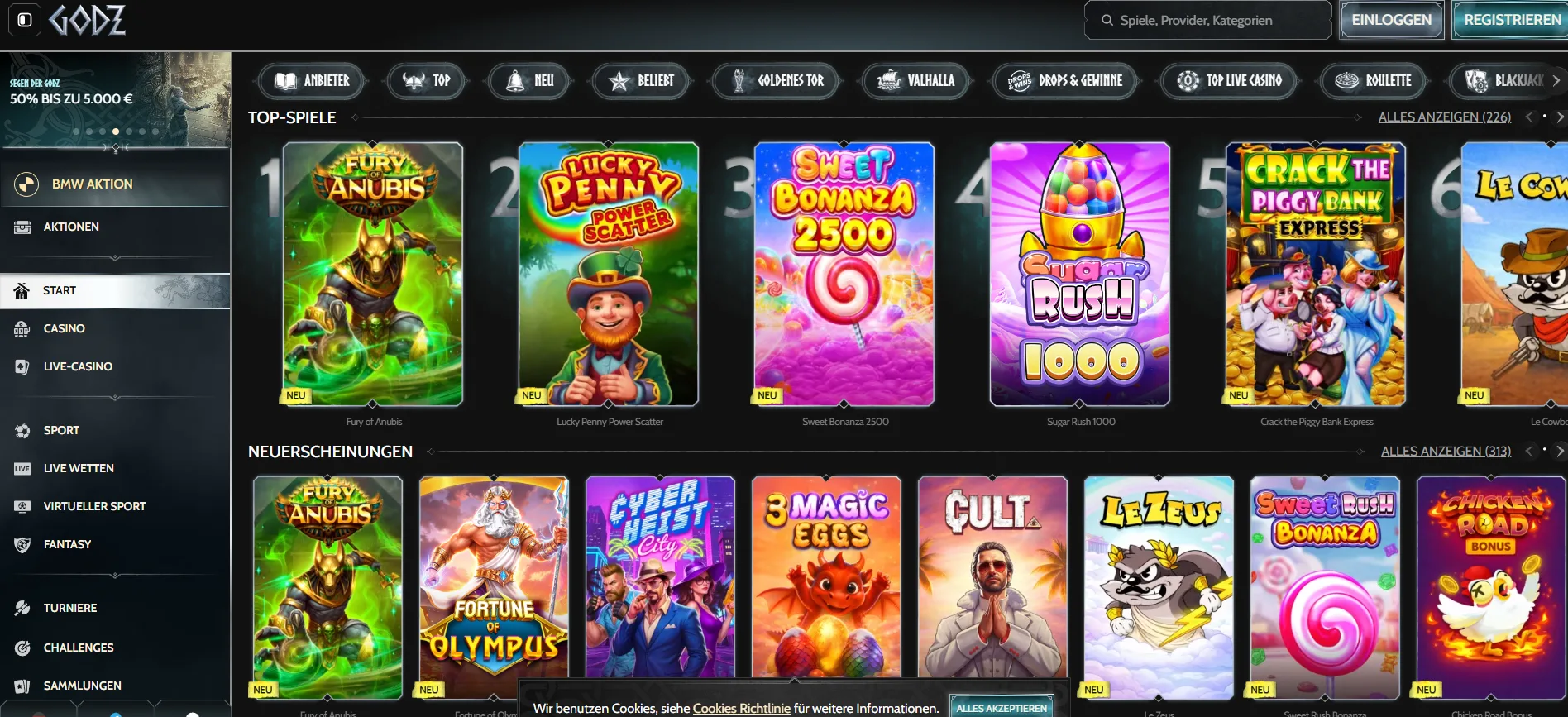 Godz Casino Spielkatalog